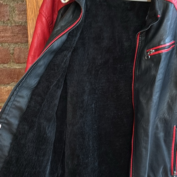 3XL Faux Fur Lined Faux Leather Racing Jacket - Picture 2 of 4